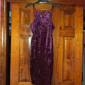 Purple velour midi dress